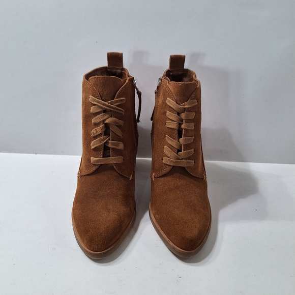 Dolce Vita Brown Classic Preppy Suede Side Zip Lace Up Block Heel Boots Size 10 - Picture 6 of 13